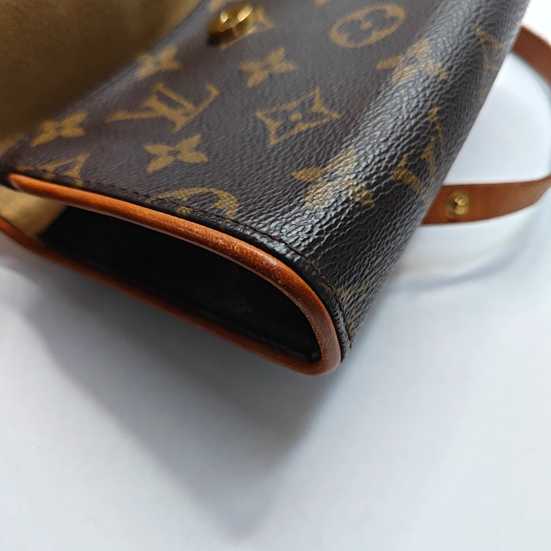 LOUIS VUITTON FLORENTINE Brown Coated Canvas Fanny Pack斜挎包腰包/胸包 Golden hardware Removable shoulder strap-(SKU)-946317120