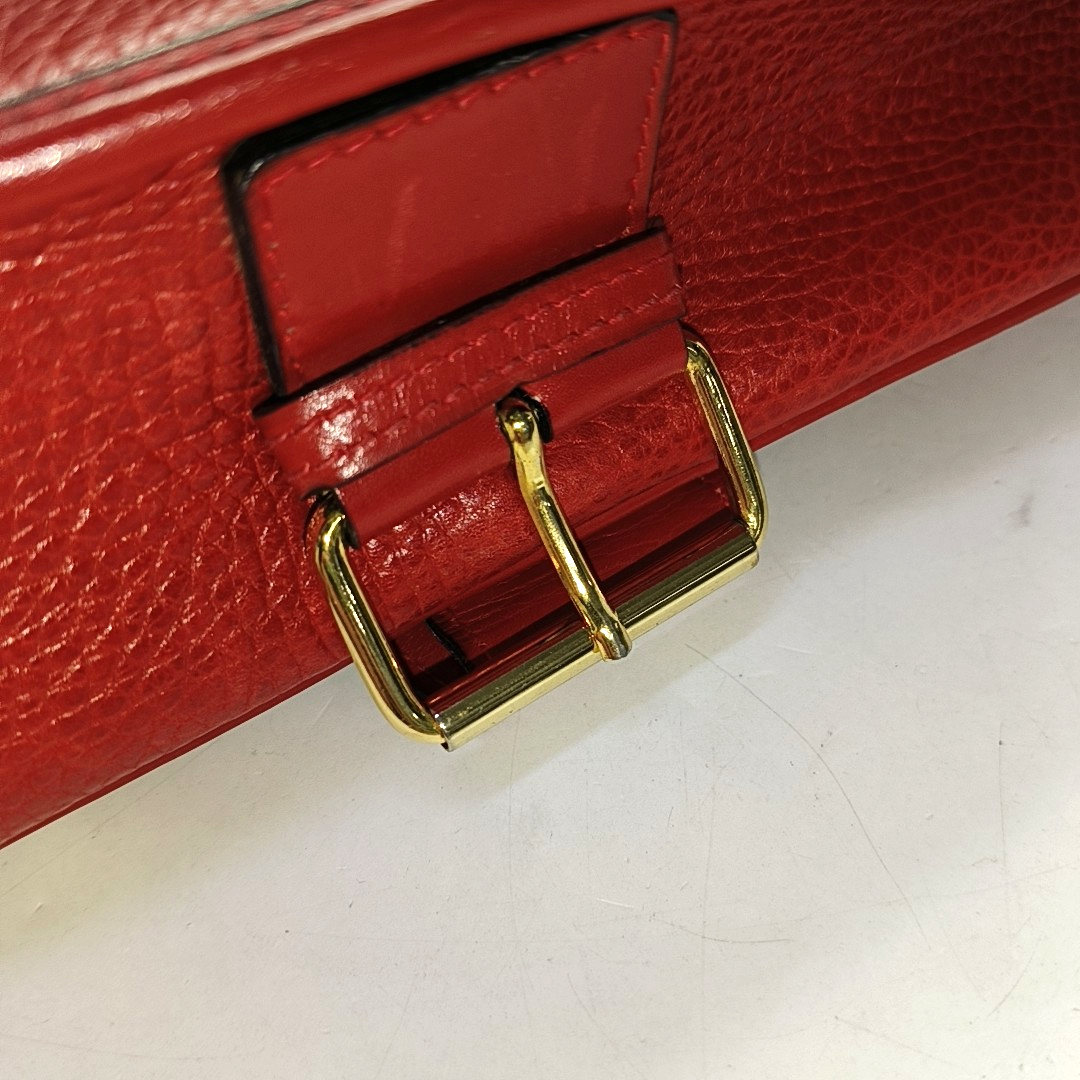 CELINE Red Leather Crossbody Bag Golden hardware-(SKU)-959494313