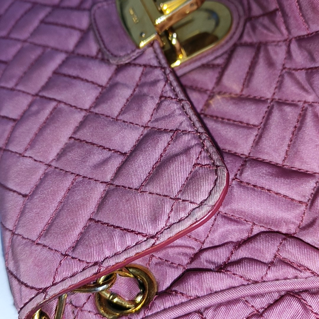 PRADA Pink Fabric Quilted Tassel Crossbody Bag Golden hardware-(SKU)-932708784