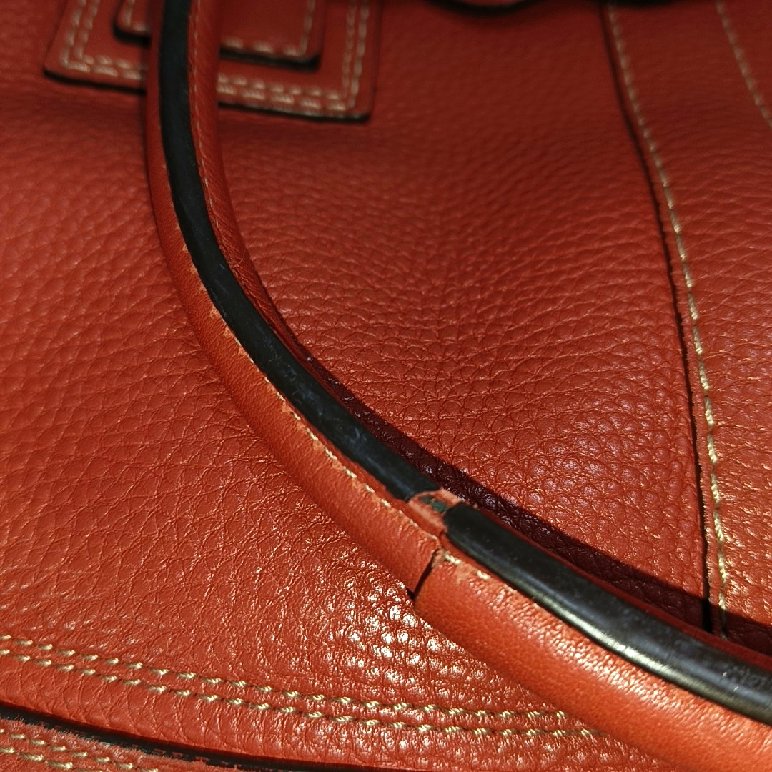 COACH HAMPTON Watermelon Red Calf Leather Fringe Weave Handbag Silver Hardware-(SKU)-928565147