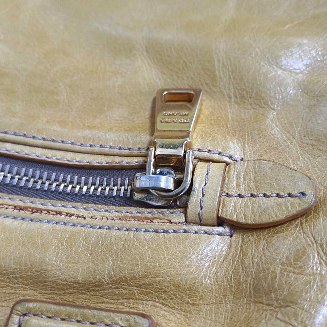 PRADA Tote bag Yellow Leather Crossbody Bag Golden hardware Removable shoulder strap-(SKU)-959736283
