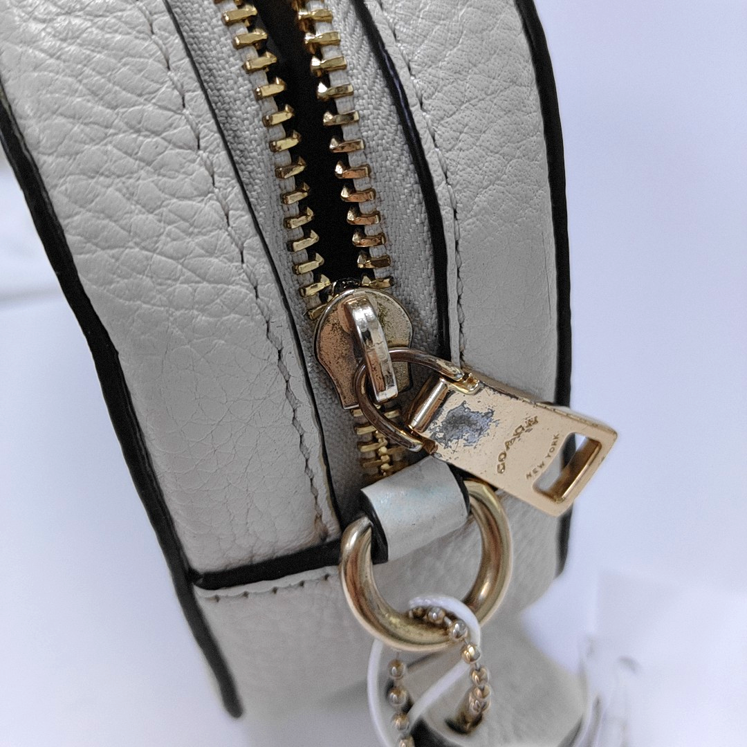 COACH White Leather Printed Single Shoulder Bag Crossbody Golden hardware Removable shoulder strap-(SKU)-933824945