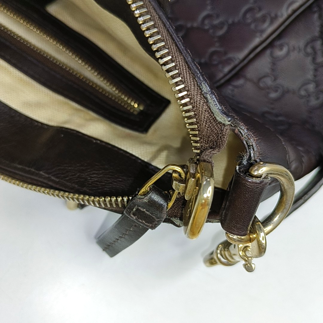 GUCCI Tote bag Dark Brown Cowhide Monogrammed Quilted Single Shoulder Bag Handbag Crossbody Golden hardware Removable shoulder strap-(SKU)-946858648