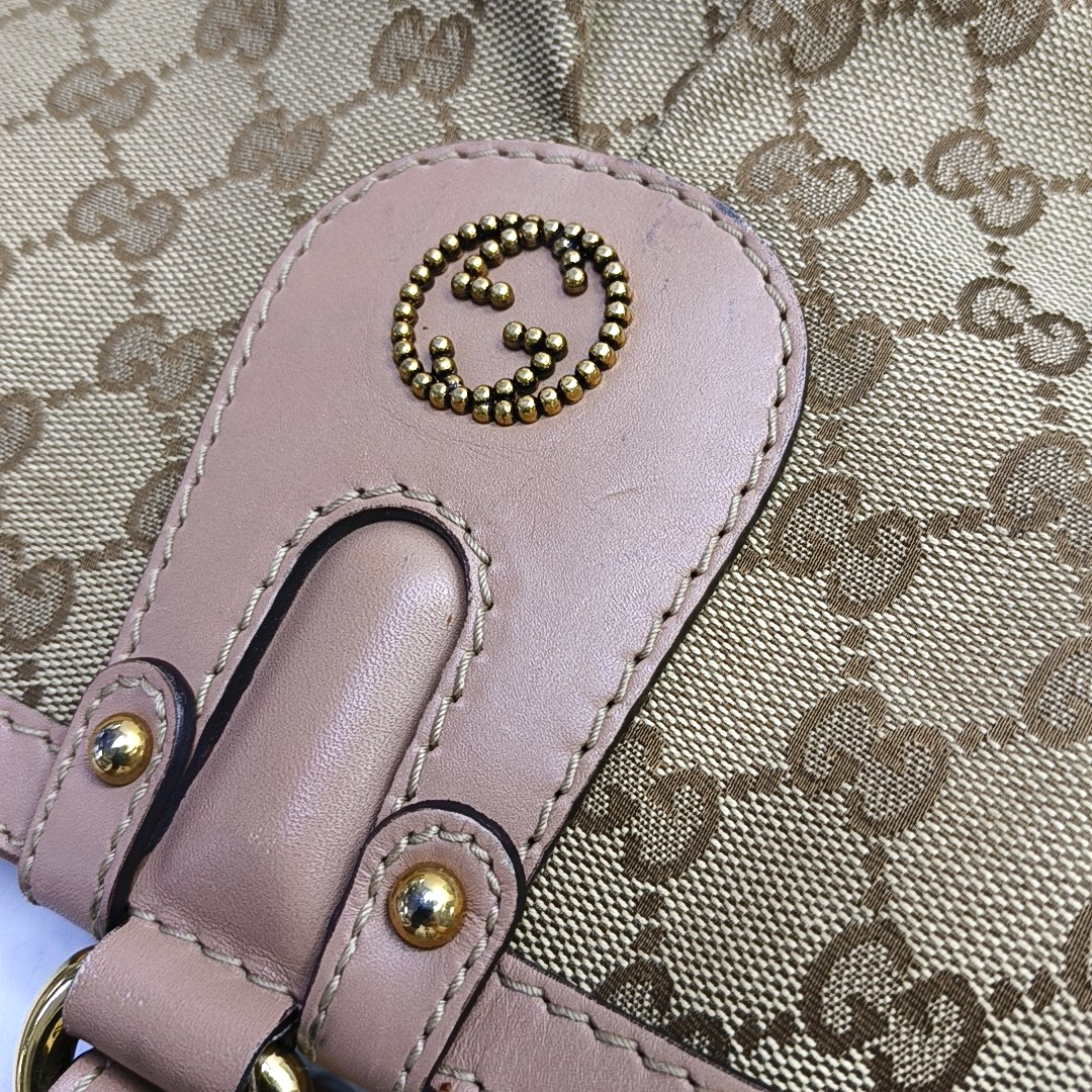 GUCCI Sukey Khaki Canvas Monogram Tote Bag Single Shoulder Bag Golden hardware-(SKU)-951940083