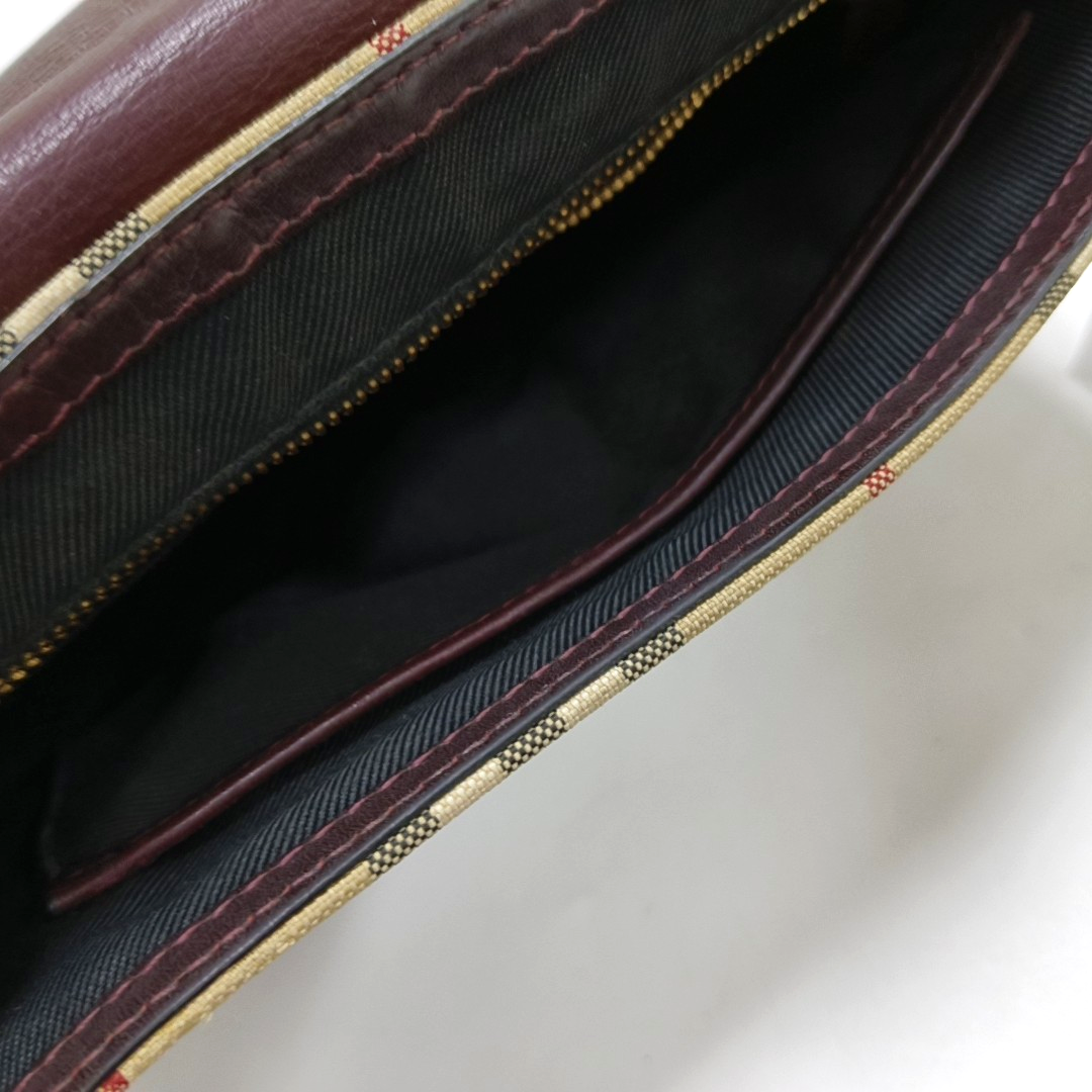 BURBERRY Burgundy cowhide crossbody single shoulder bag Golden hardware-(SKU)-959938783