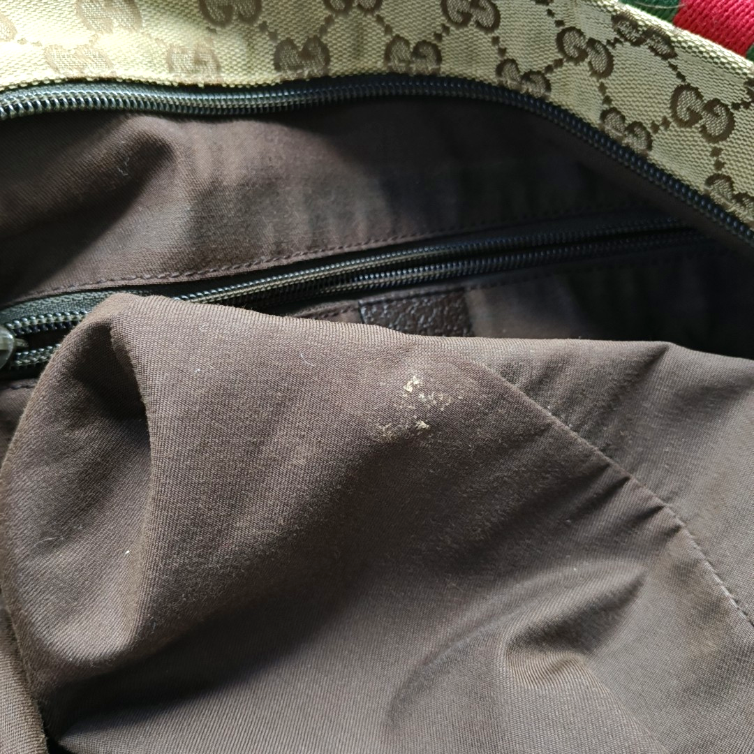 GUCCI Diaper Brown Canvas Monogram Handbag Single Shoulder Bag Silver Hardware-(SKU)-953375833