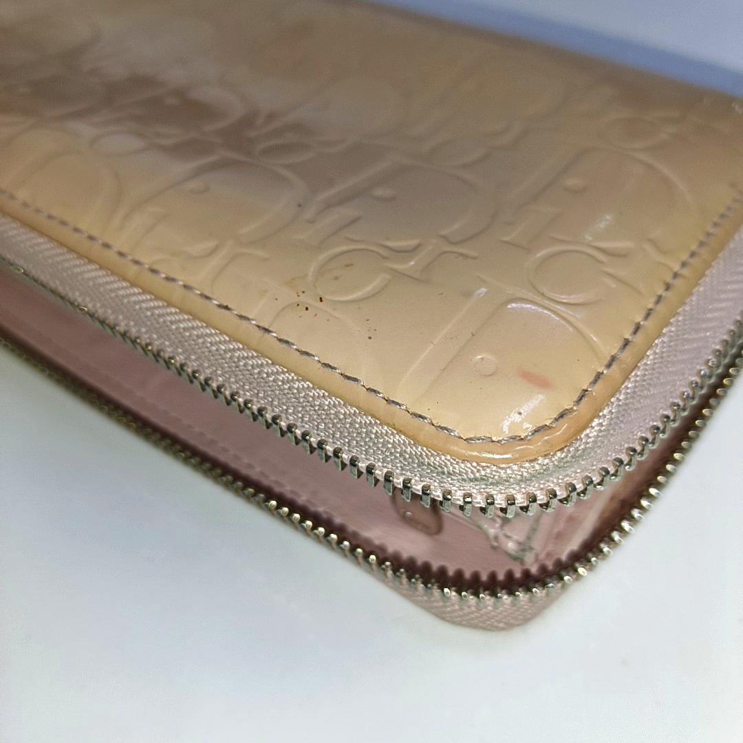 DIOR Pink Patent Leather Vintage Wallet Silver Hardware-(SKU)-939810681