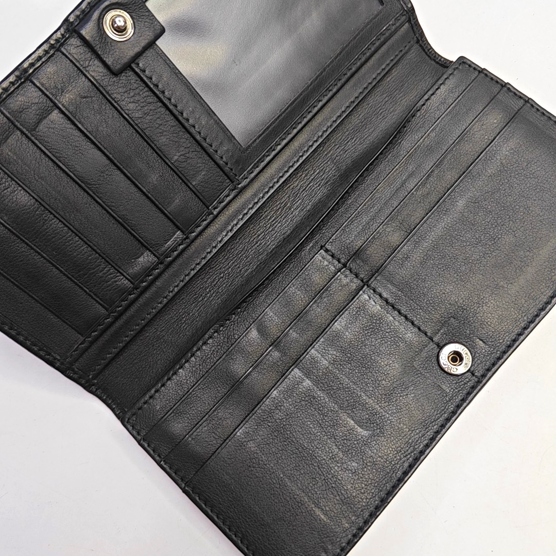 GUCCI SignatureBlack Cowhide Monogram Wallet-(SKU)-946474860