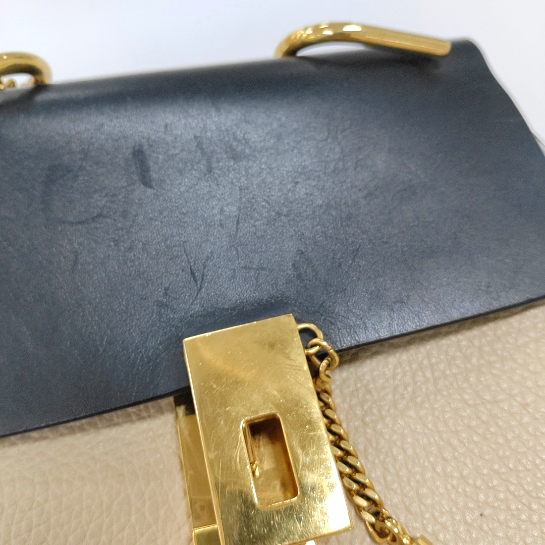 Chloé Drew Medium size Beige Cowhide Piglet Bag with Shoulder and Crossbody Strap Golden hardware-(SKU)-955598189