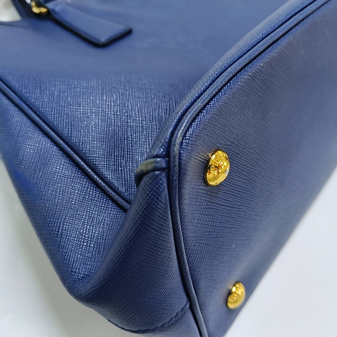 PRADA Galleria Large size Dark Blue Calfskin Logo Crossgrain Killer Bag Crossbody Bag Single Shoulder Bag Handbag Golden hardware Removable shoulder strap-(SKU)-958814662