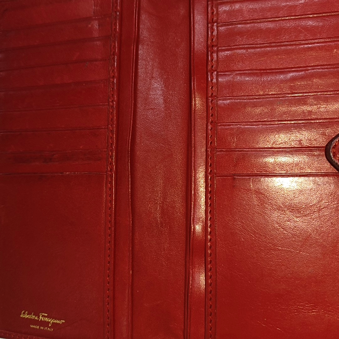 FERRAGAMO Red Leather Wallet Golden hardware-(SKU)-940253959