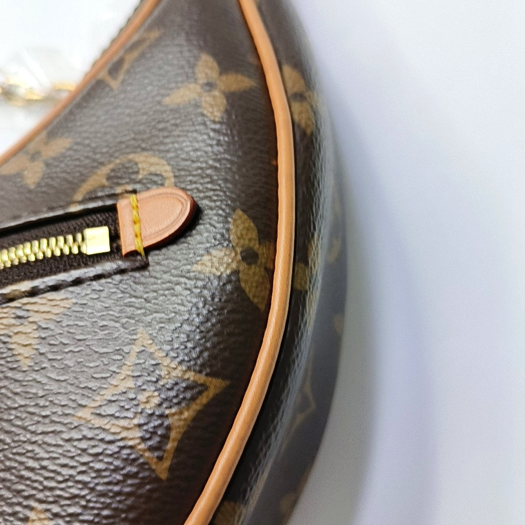 LOUIS VUITTON LOOP Brown Coated Canvas Monogram Pea Pod Bag with Shoulder Strap, Gold Hardware, 2 Removable Shoulder Straps-(SKU)-960936735