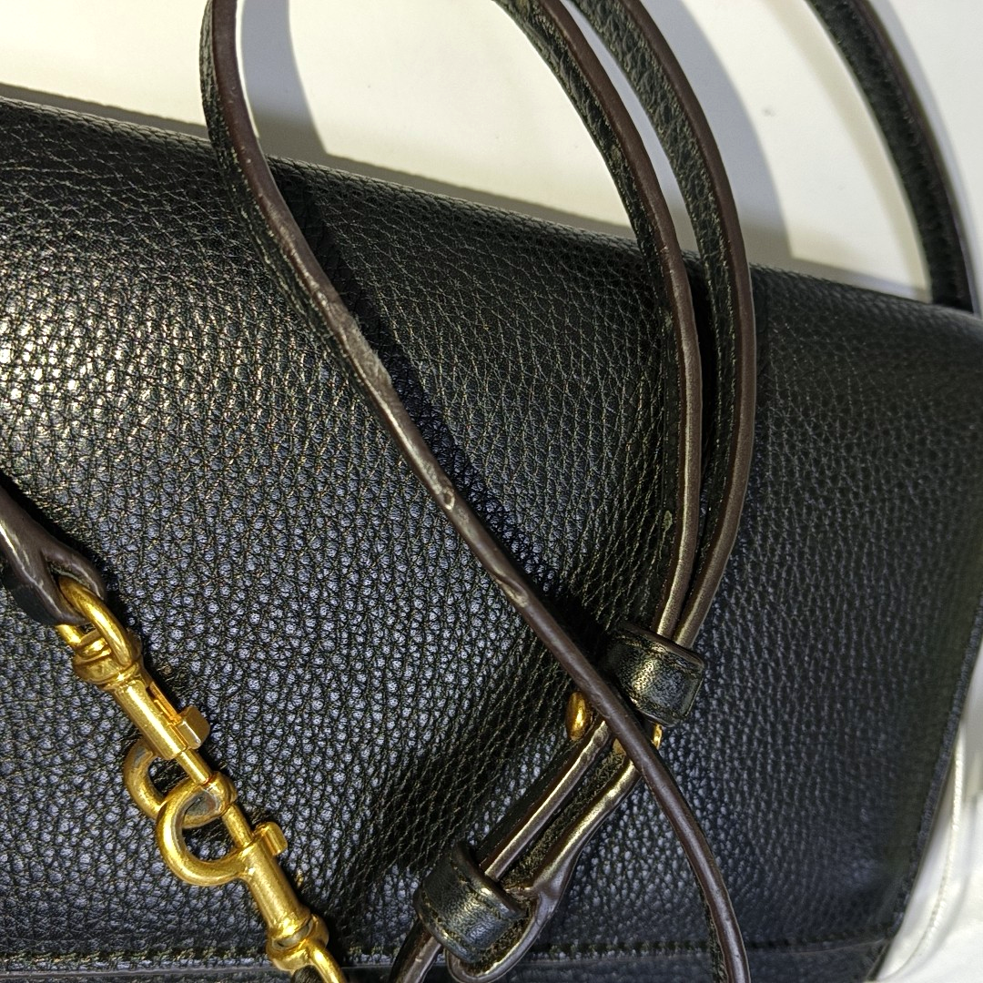 TORY BURCH Taylor Black leather crossbody bag handbag Golden hardware Removable shoulder strap-(SKU)-940612898
