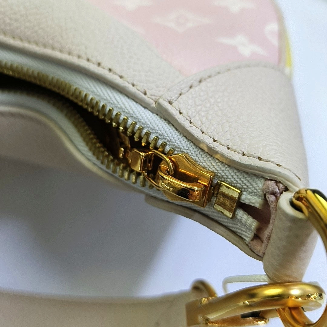 LOUIS VUITTON BAGATELLE Pink Calfskin Embossed Shoulder Bag with Removable Strap-(SKU)-968753573