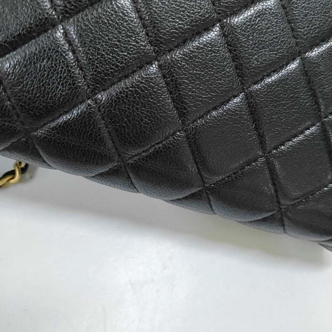 CHANEL CHANEL 19 WOC Black Lamb Skin Quilted Shoulder Bag Crossbody with Gold Hardware 28 Clasp-(SKU)-968974171