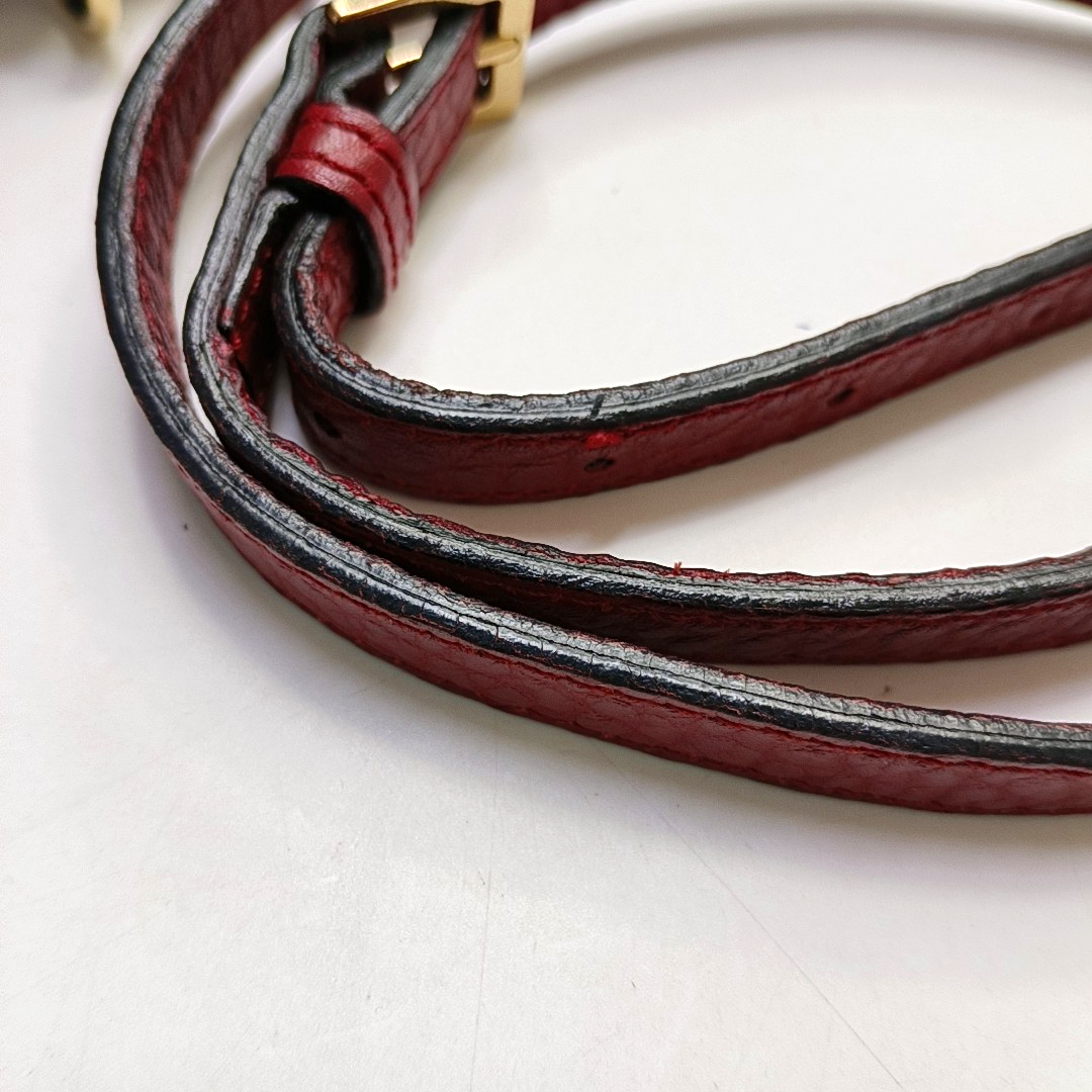 BURBERRY Red Cowhide Embossed Single Shoulder Bag Handbag Crossbody Golden hardware Removable shoulder strap-(SKU)-955432116