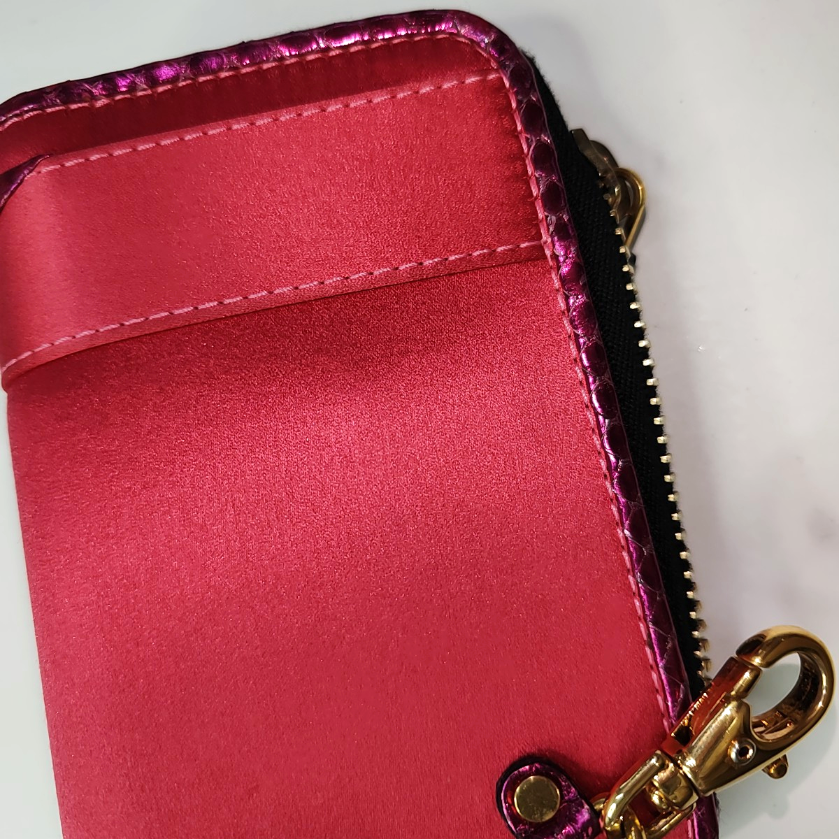 BURBERRY Blush Pink Satin Wallet Golden hardware-(SKU)-938174307