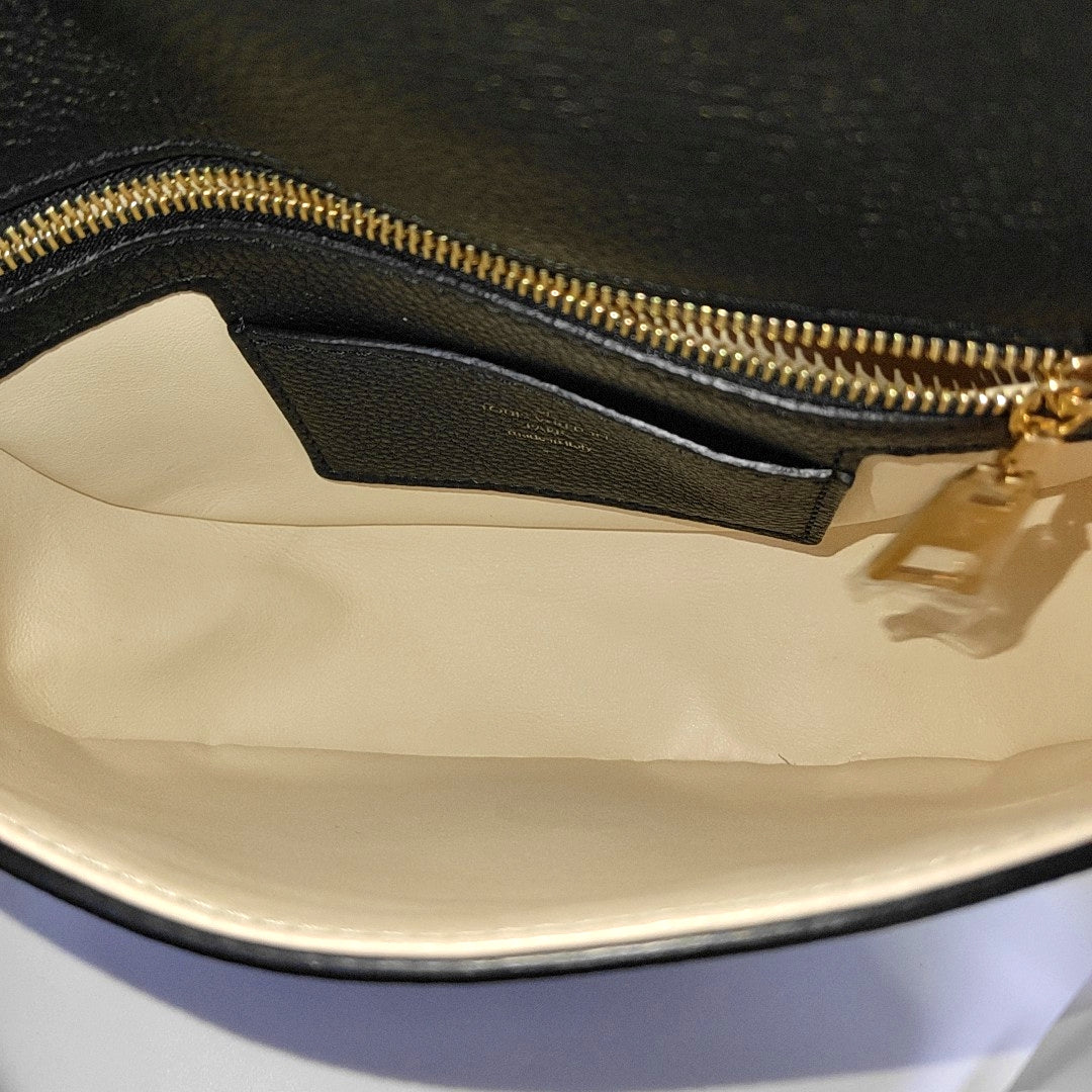LOUIS VUITTON PONT 9 Small Black Calfskin Crossbody Shoulder Bag Tote Bag Gold Hardware Removable Shoulder Strap Full Accessories-(SKU)-968593873