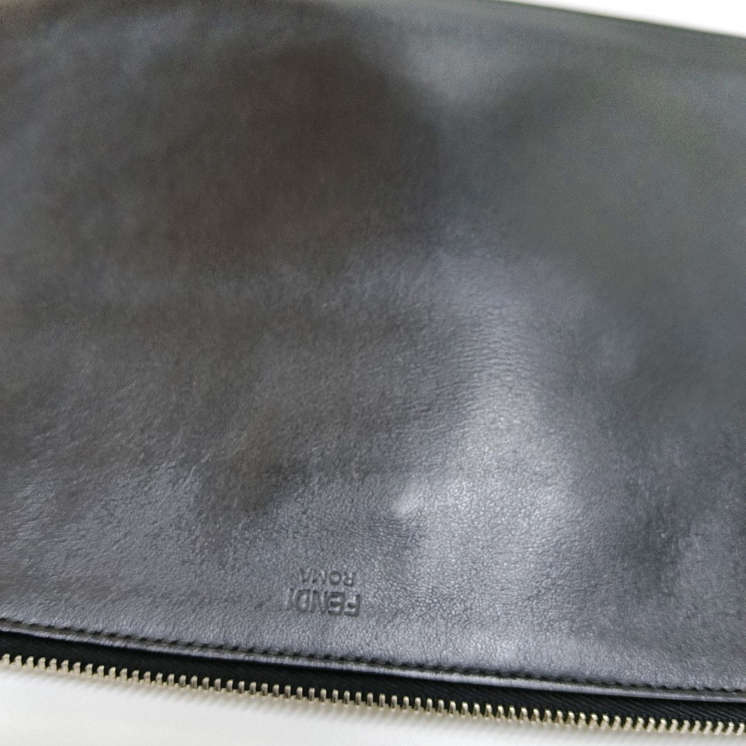 FENDI Black Leather Embossed Handbag Silver Hardware-(SKU)-960614278