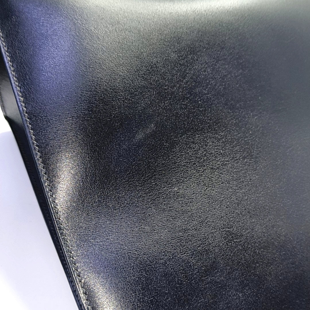 HERMÈS Dalvy, black BOX leather handbag, silver hardware, vintage model-(SKU)-968352892
