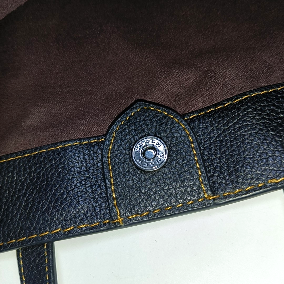 COACH FIELD Brown Coated Canvas Printed Carriage Single Shoulder Bag Crossbody Handbag Black hardware Pouch detachable shoulder strap-(SKU)-14243467