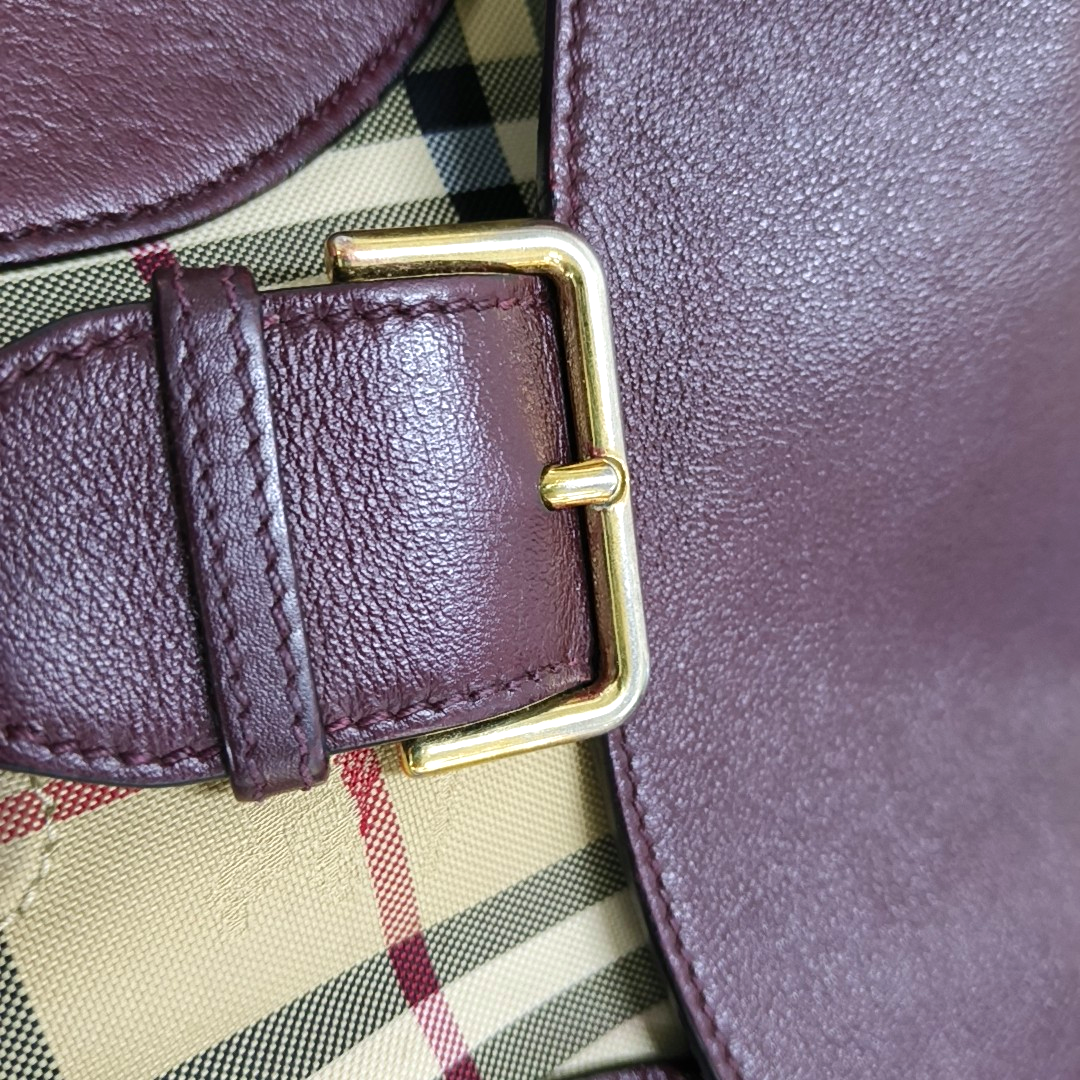 BURBERRY Burgundy cowhide crossbody single shoulder bag Golden hardware-(SKU)-959938783