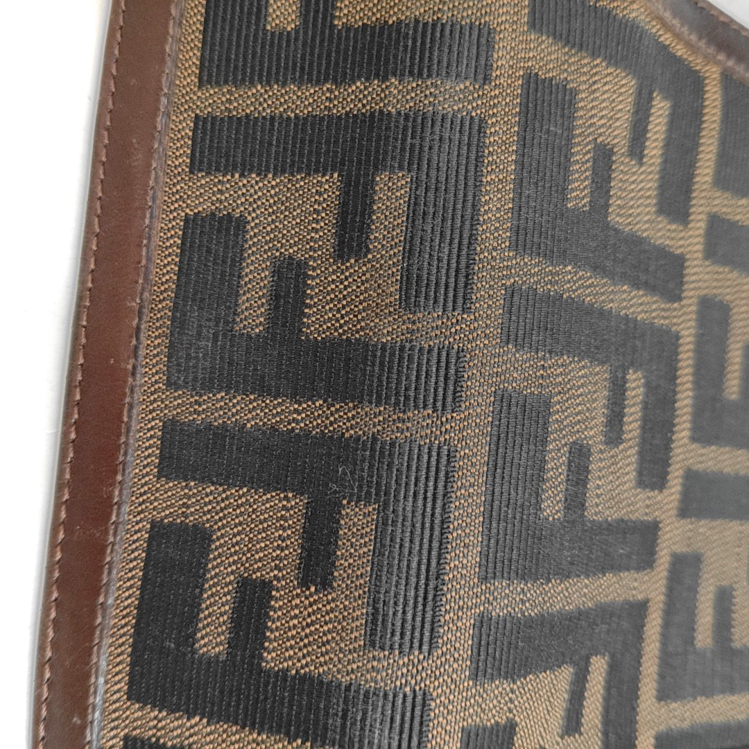 FENDI 棕色帆布双F钱包-(SKU)-960315050