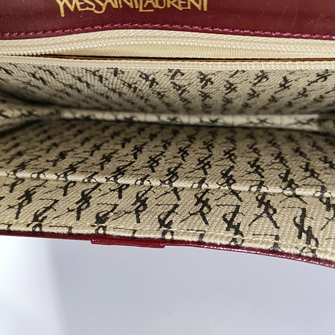 YSL Burgundy Leather Quilted Envelope Bag Handbag-(SKU)-932744673