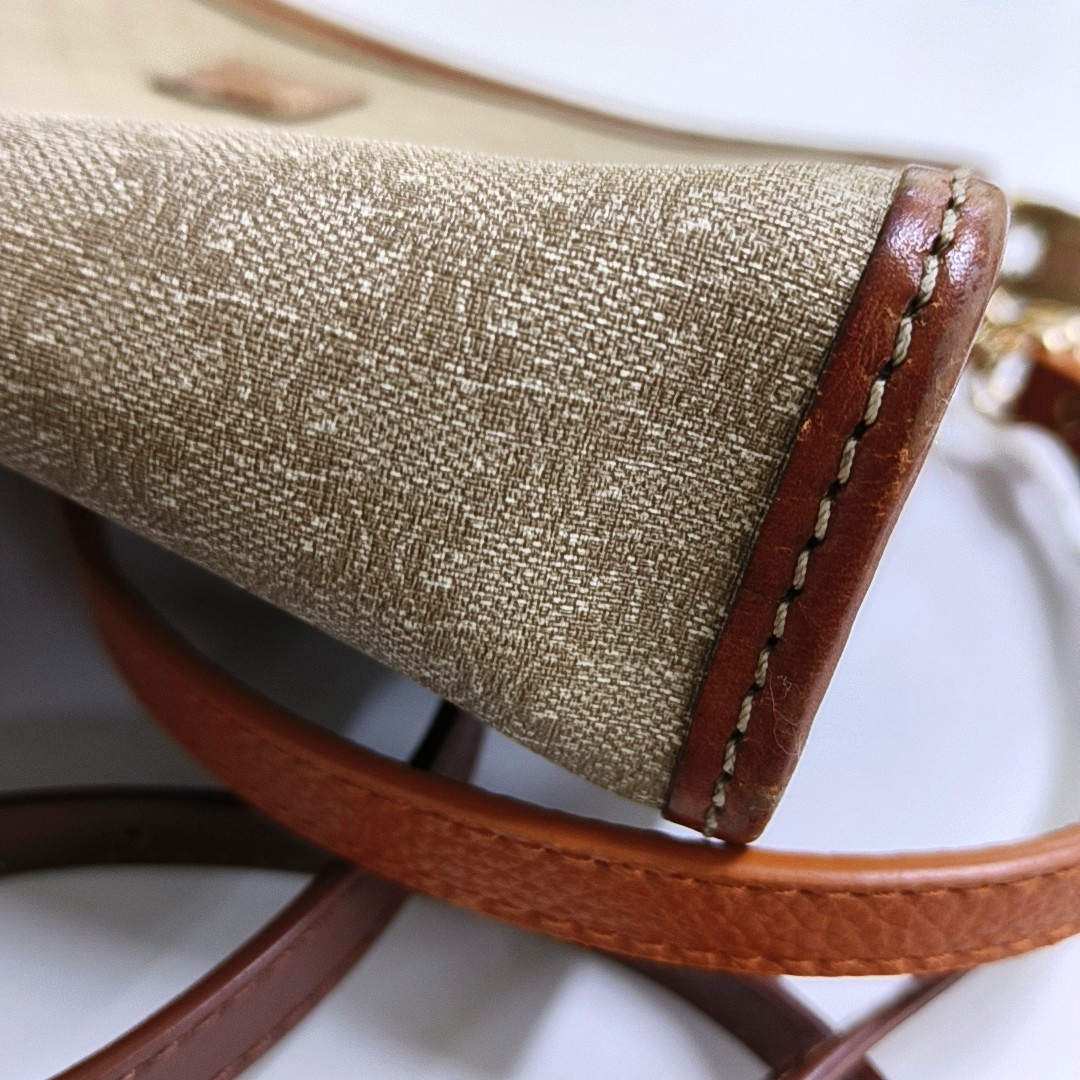 CELINE MACADAM CLUTCHES Khaki Coated Canvas Triumph Clutch Golden hardware-(SKU)-946907991