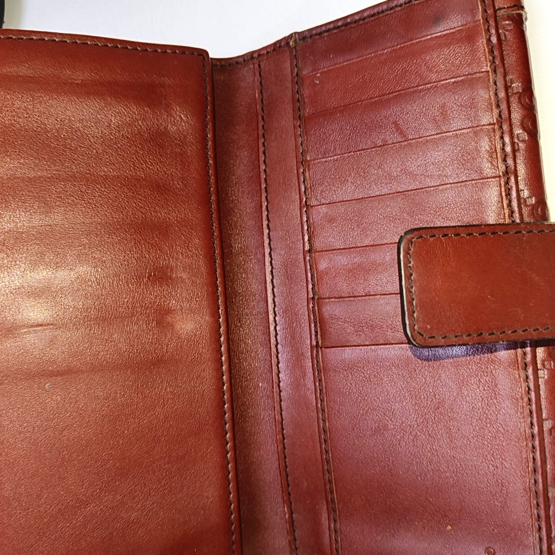 GUCCI Red Cowhide Monogrammed Embossed Wallet Golden hardware-(SKU)-946774567