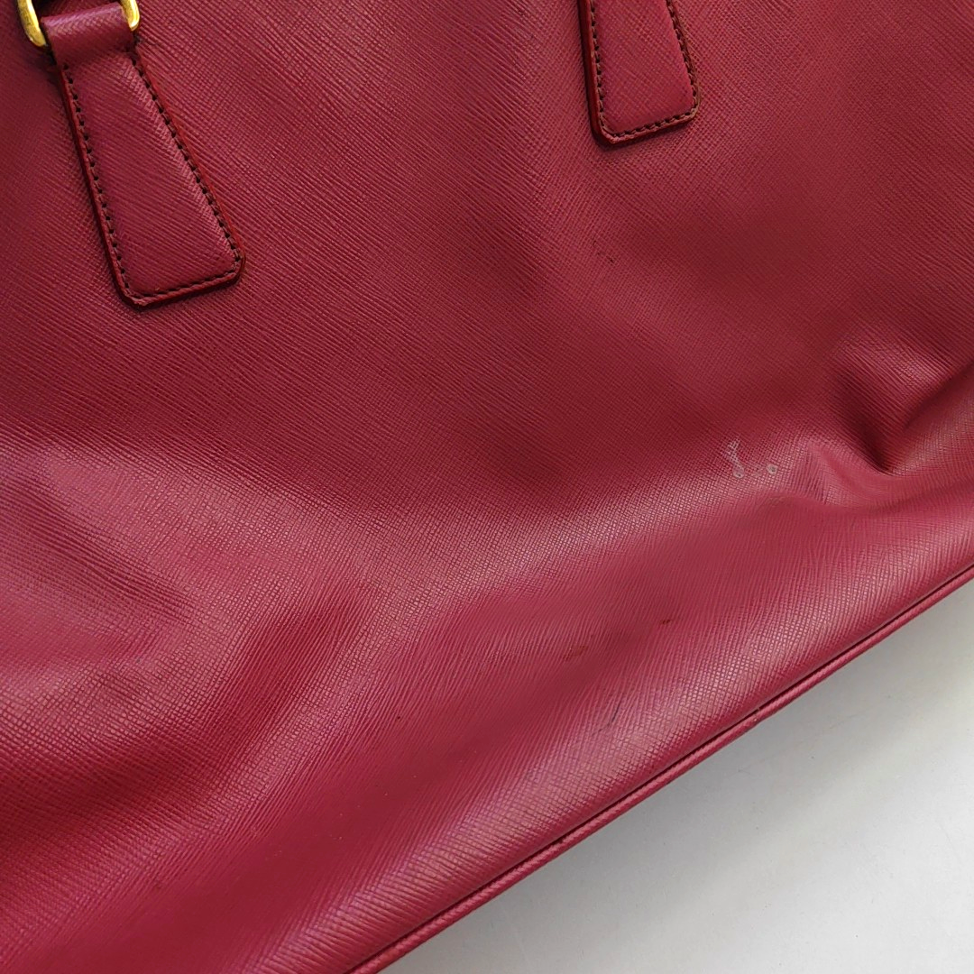 PRADA Galleria Extra Large Pink Cow Leather Logo Crosshatch Killer Bag Handbag Shoulder Bag Crossbody Golden hardware-(SKU)-946380877