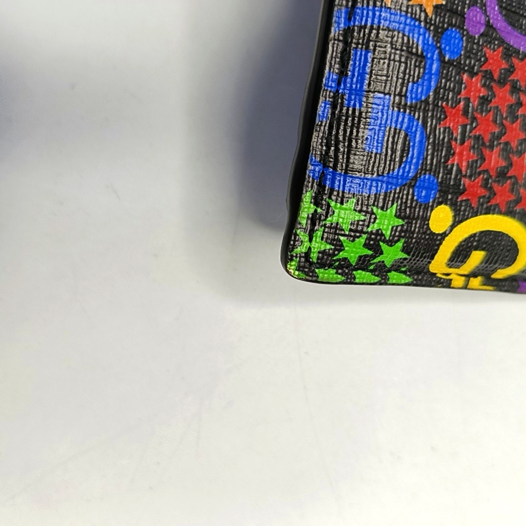 GUCCI Psychedelic Black Coated Canvas Monogrammed Printed Card Case-(SKU)-953235453