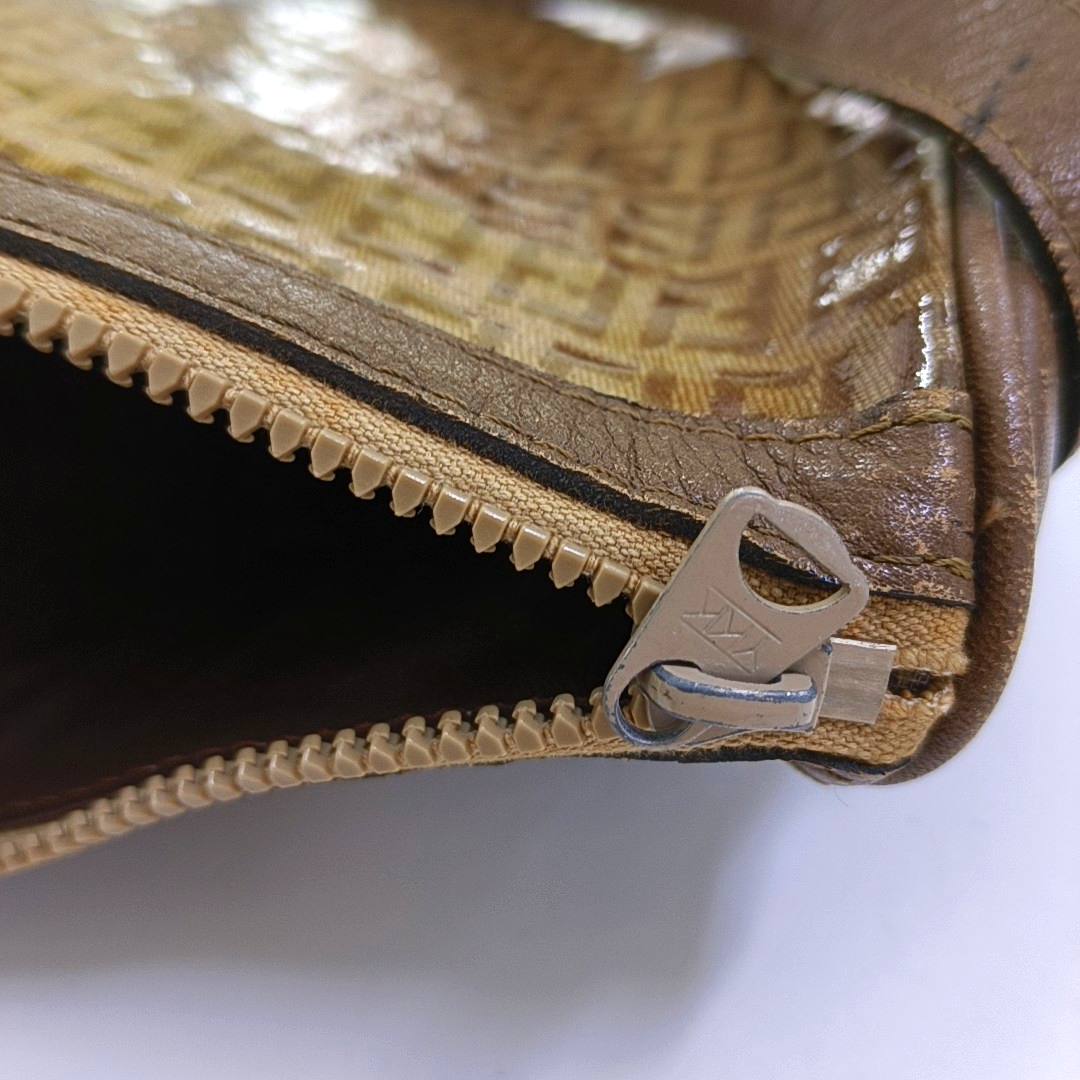 FENDI 棕色涂层帆布双F印花Shoulder Bag Golden hardware-(SKU)-959630825