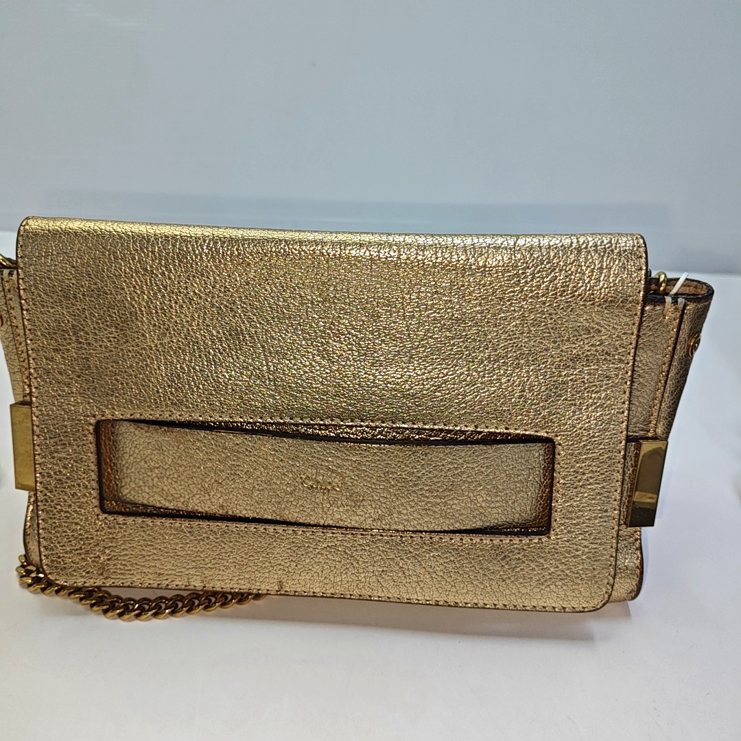 Chloé Elle Golden Leather Shoulder Bag, Crossbody Bag Golden hardware Removable shoulder strap-(SKU)-936942070