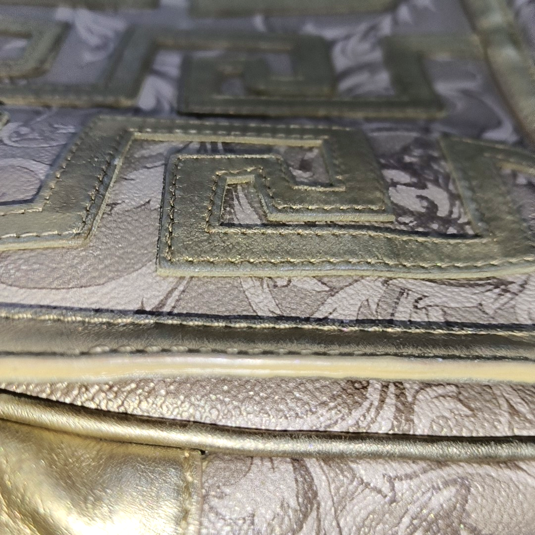 VERSACE Brown Coated Canvas Quilted Single Shoulder Bag Golden hardware-(SKU)-13724290