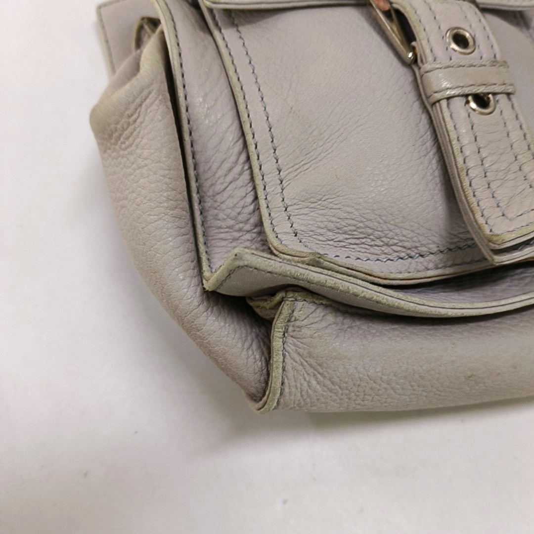 CELINE White Leather Tote Bag Single Shoulder Bag Silver Hardware-(SKU)-947607989