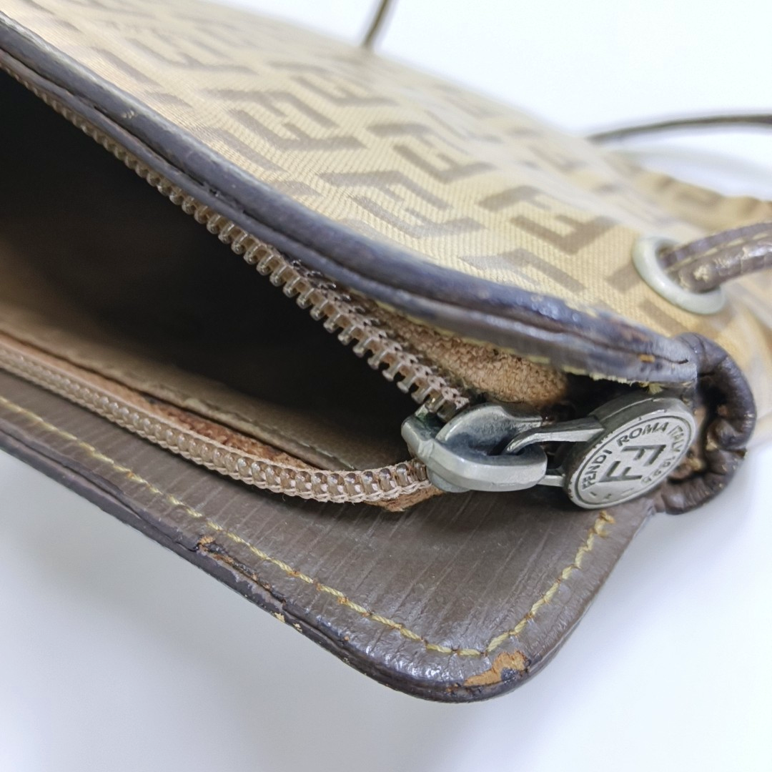 FENDI 棕色涂层帆布双F斜挎包 Silver Hardware-(SKU)-948081952
