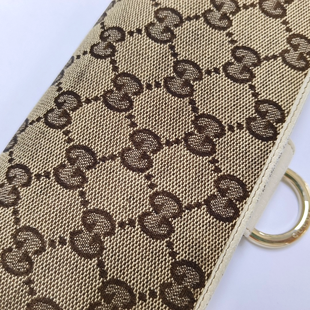GUCCI Khaki Canvas Monogrammed Wallet Golden hardware-(SKU)-956740009