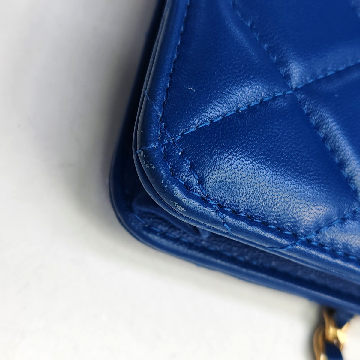 CHANEL WOC Blue Calfskin Quilted Diamond Pattern Crossbody Shoulder Bag Silver Hardware 30 Clasp-(SKU)-949176648