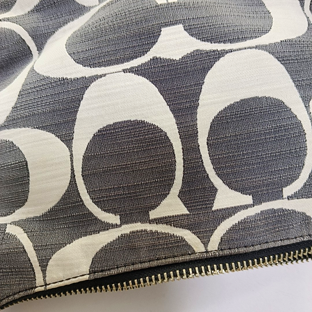 COACH Grey Canvas Monogram Single Shoulder Bag Silver Hardware-(SKU)-935729806