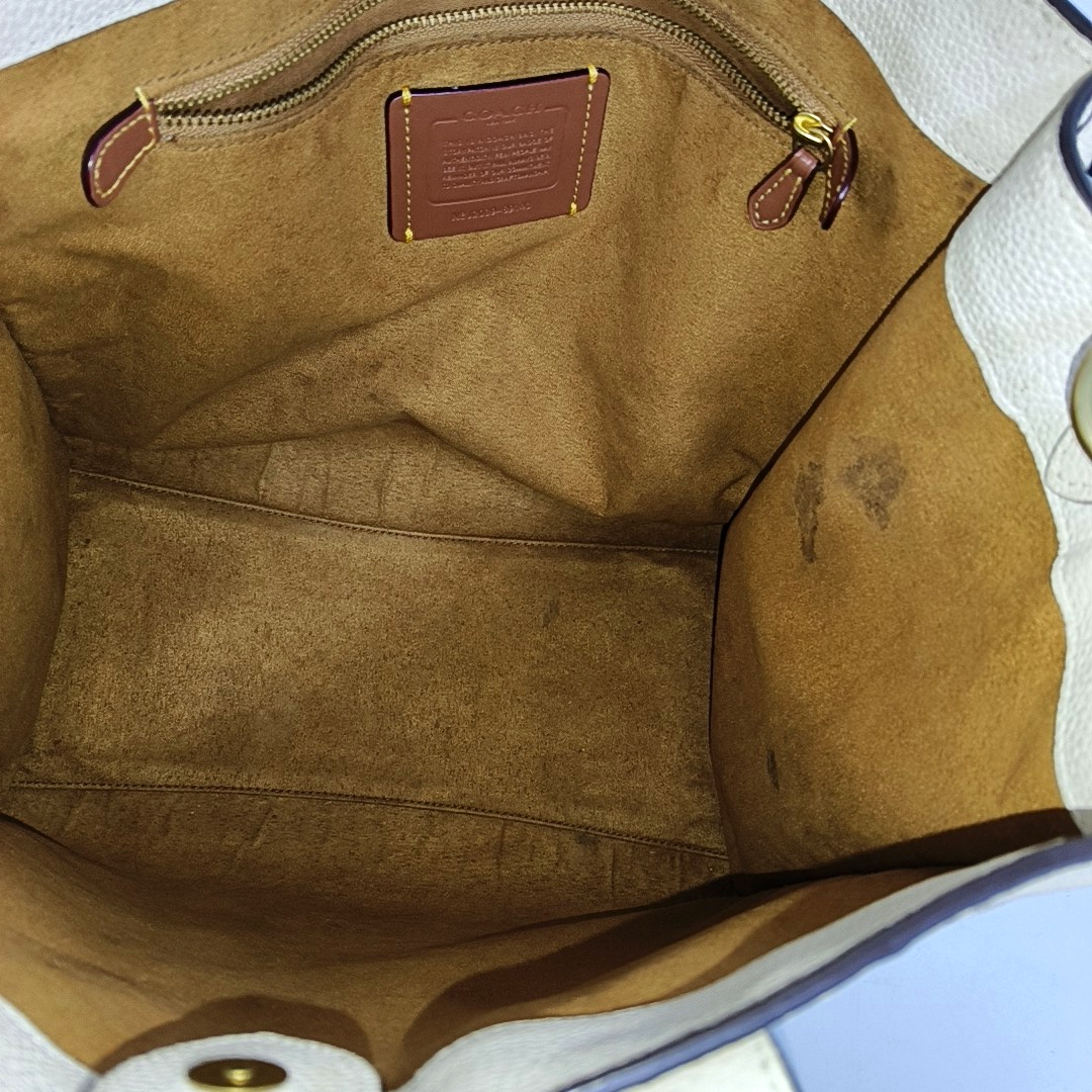 COACH FIELD White Coated Canvas Carriage Single Shoulder Bag Crossbody Handbag Golden hardware Removable shoulder strap-(SKU)-940671744