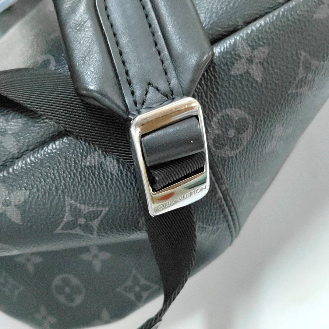 LOUIS VUITTON DISCOVERY Dark Gray Coated Canvas Monogram Printed Backpack Tote Bag with Silver Hardware-(SKU)-969984288