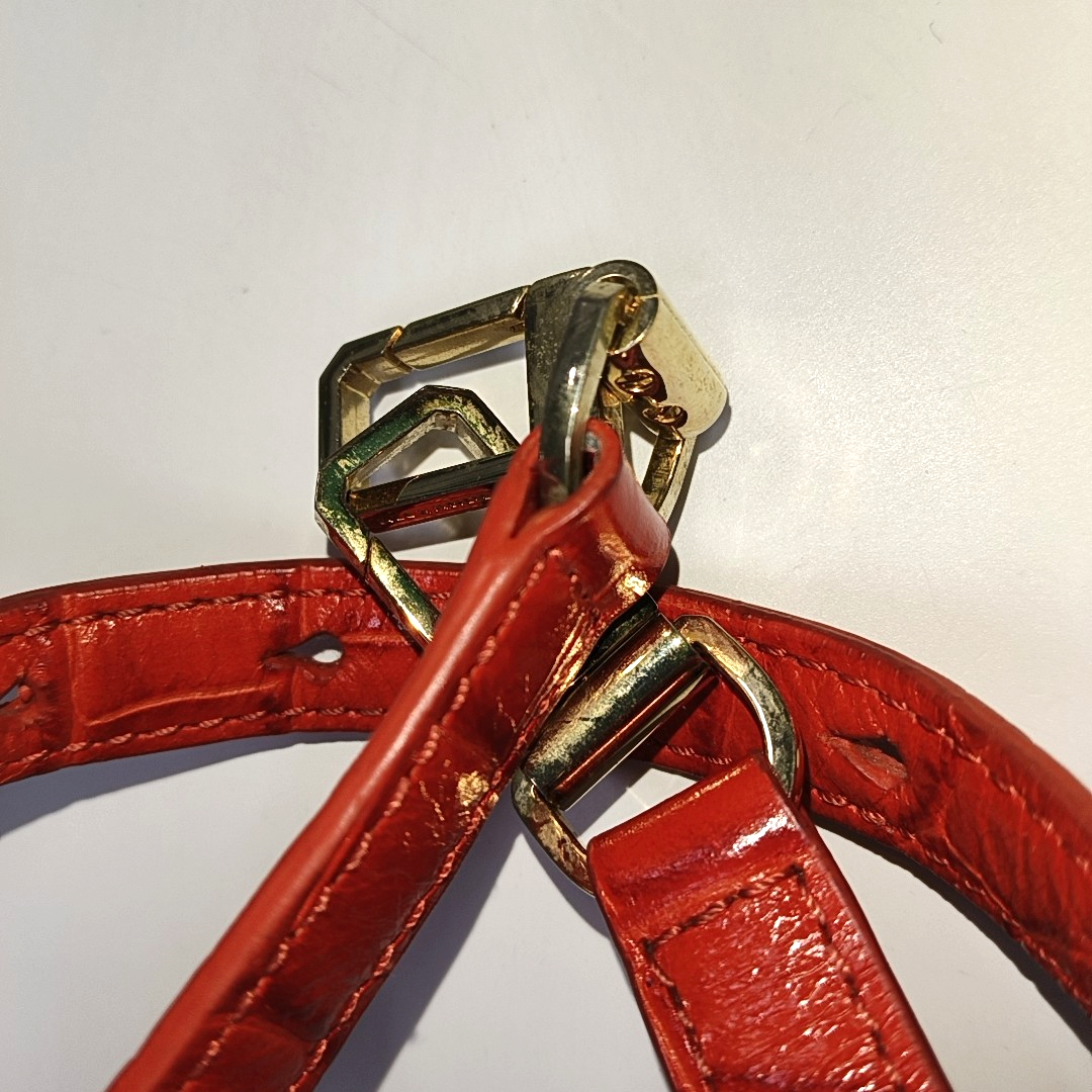 Alexander Wang Marion Orange-red suede rivet crocodile-pattern shoulder bag/crossbody bag Golden hardware Removable shoulder strap-(SKU)-928445182