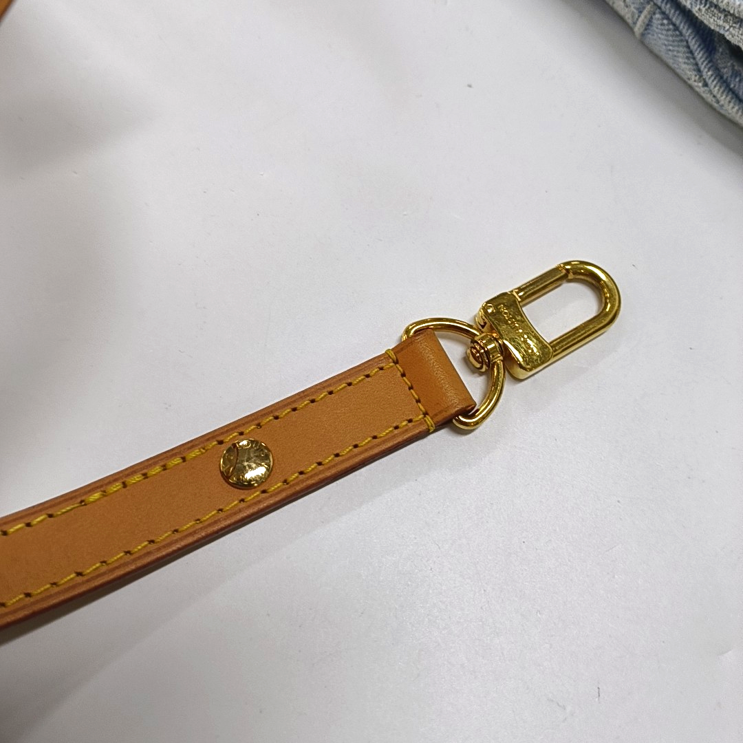 LOUIS VUITTON LOOP Light Blue Denim Monogram Embroidered Crescent Bag Crossbody Shoulder Bag Gold Hardware 2 Removable Straps-(SKU)-961361306