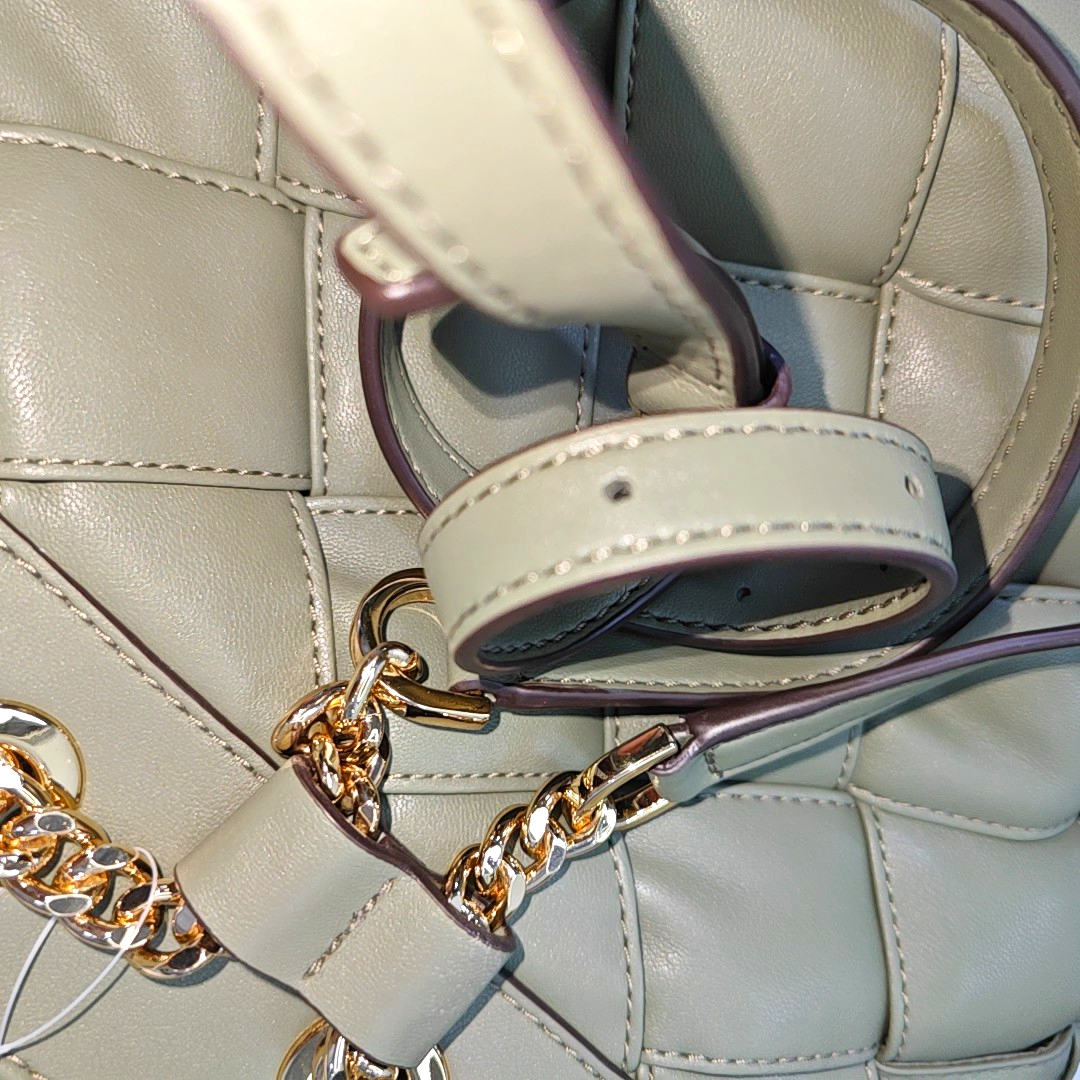 MICHAEL KORS Small size Green Lamb Leather Braided Backpack Golden hardware-(SKU)-936597002
