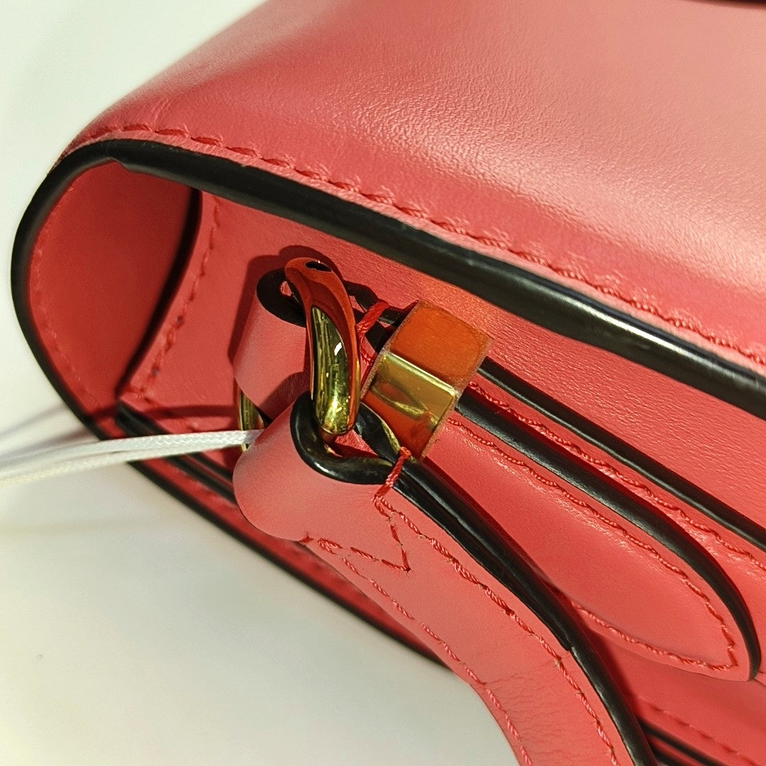 LOUIS VUITTON PONT 9 Red Calfskin Shoulder Bag Handbag Golden Hardware-(SKU)-966331663