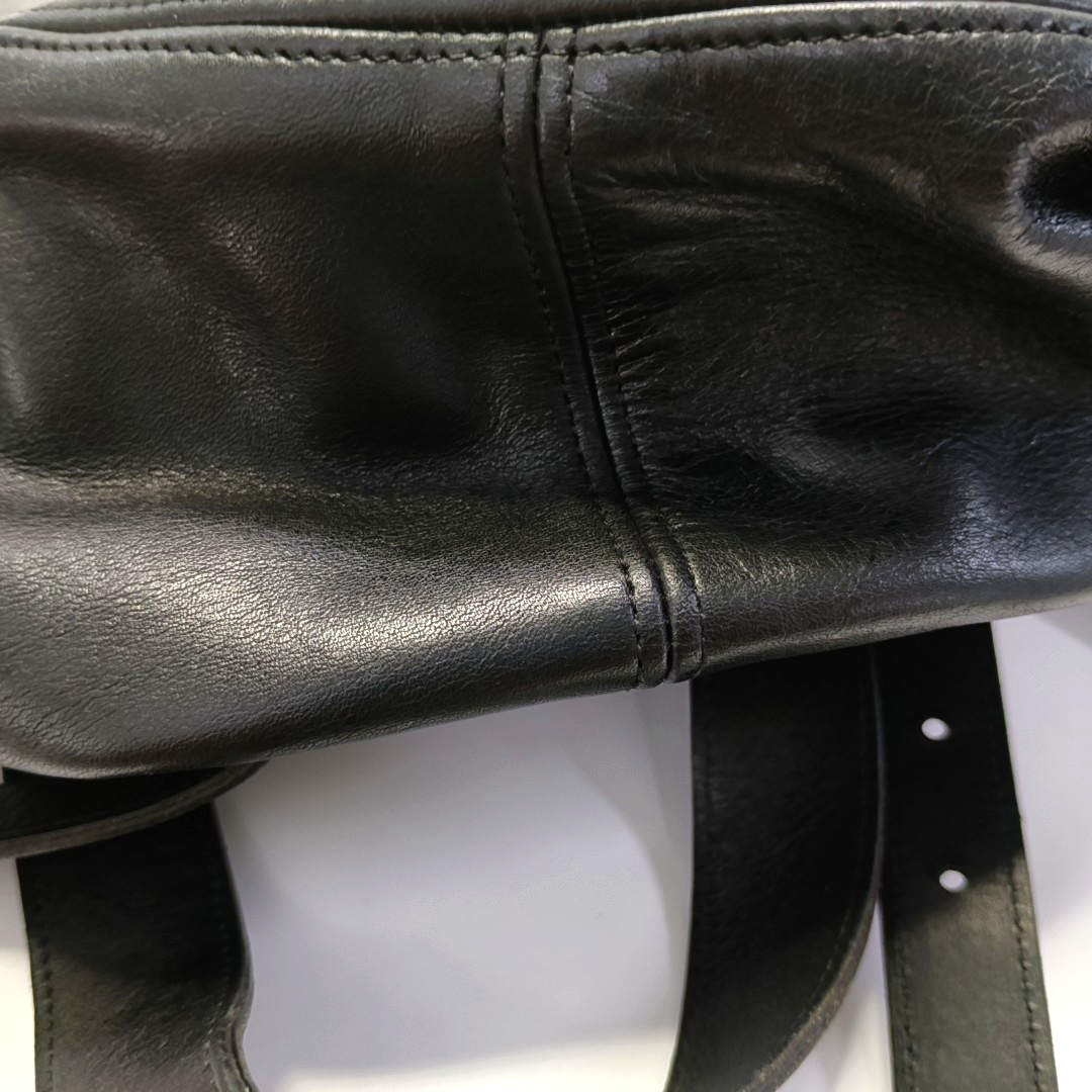 COACH Black Leather Backpack Tote Bag Golden hardware-(SKU)-930797685