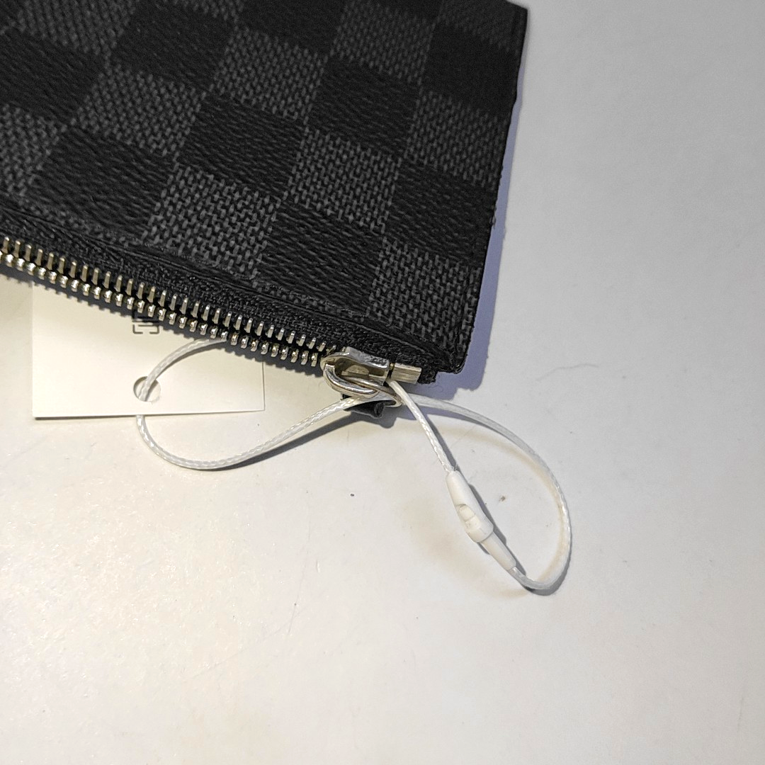 LOUIS VUITTON GRAPHITE LONG Gray Coated Canvas Chessboard Plaid Wallet Silver Hardware Sub-bag-(SKU)-943616595