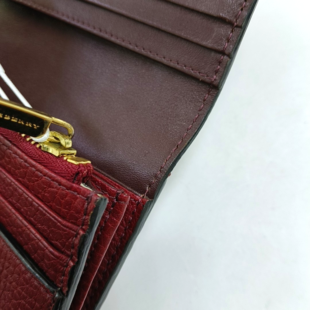 BURBERRY Red Leather Wallet Golden hardware-(SKU)-950780948