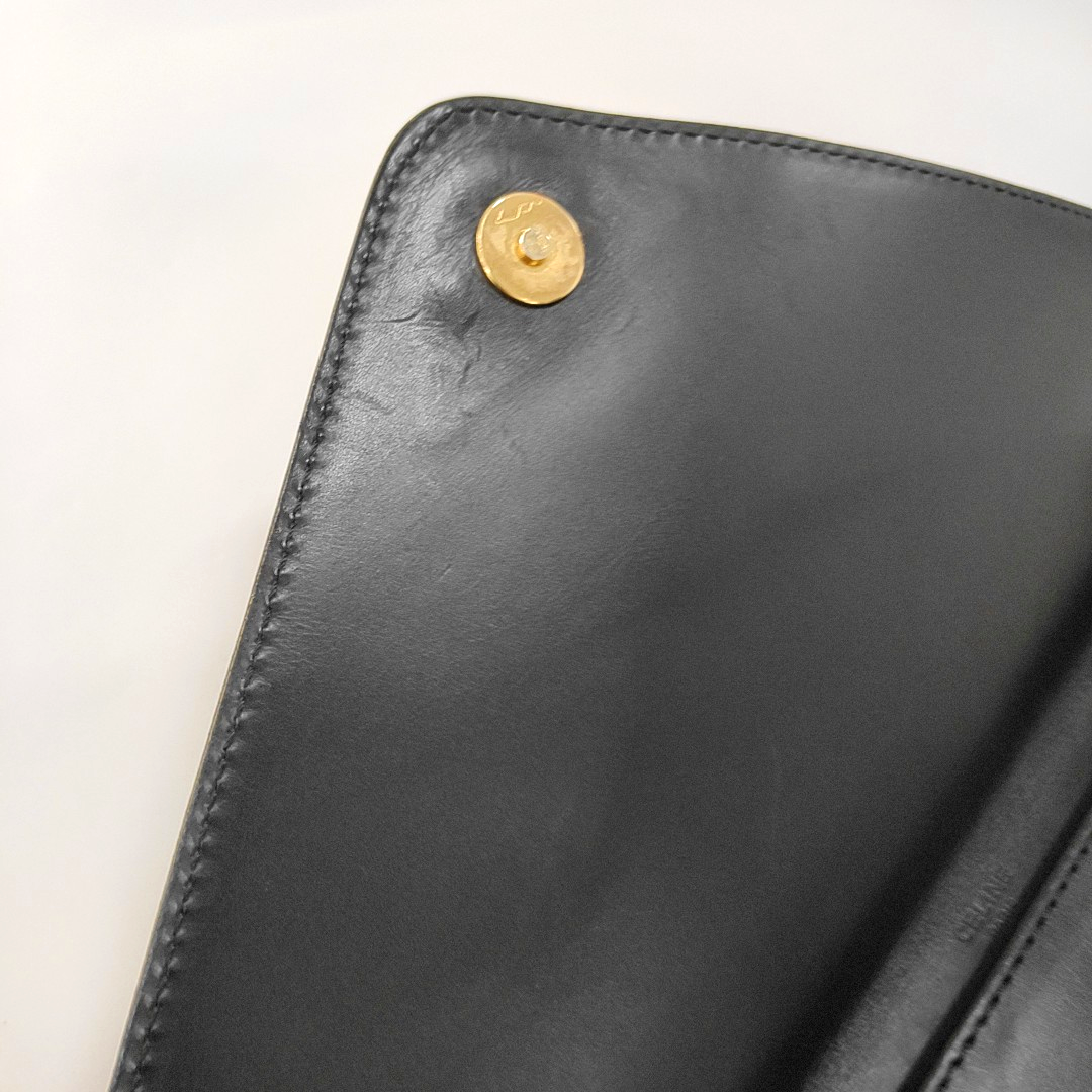CELINE Black Leather Embossed Clutch Golden hardware-(SKU)-960199598